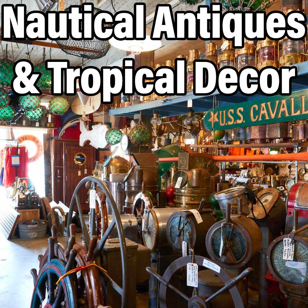 nautical antiques and tropical decor